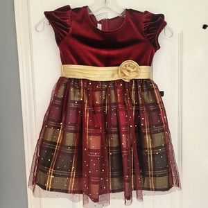 Toddler Girl Bonnie Jean Plaid Velvet Dress 4t